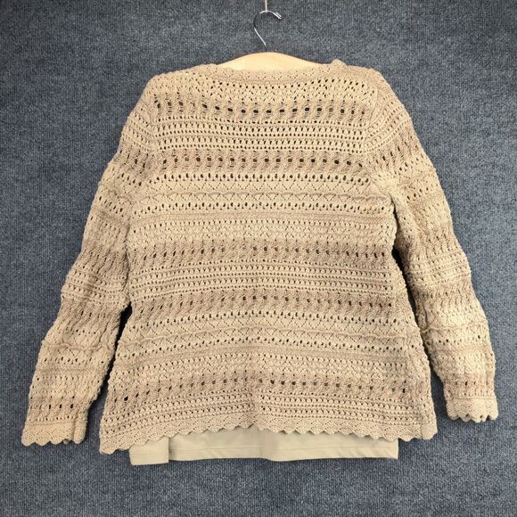 Dana Buchman Crocheted Pullover Sweater Built in Tank Sz XL Brown Boho - Picture 2 of 12